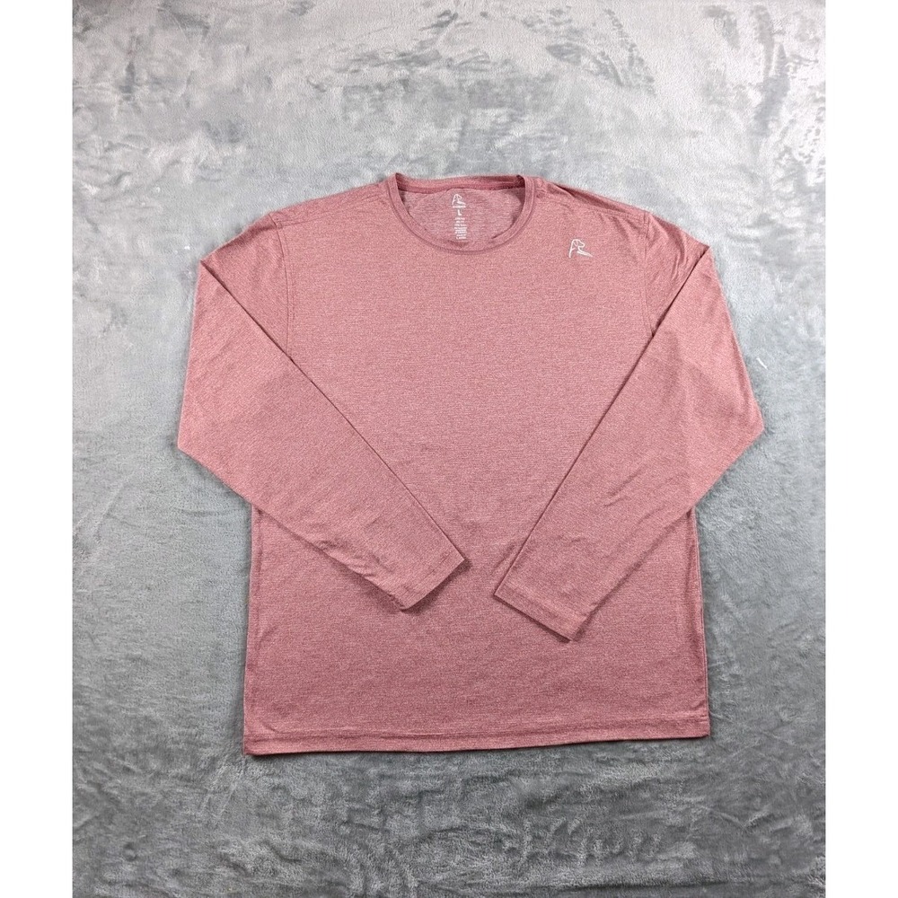 Rhoback Shirt Mens Large Light Red Heather Long Sleeve Tee Performance Workout